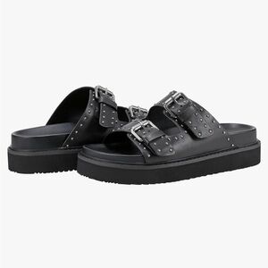 Marc Fisher Black Studded Buckle Sandals